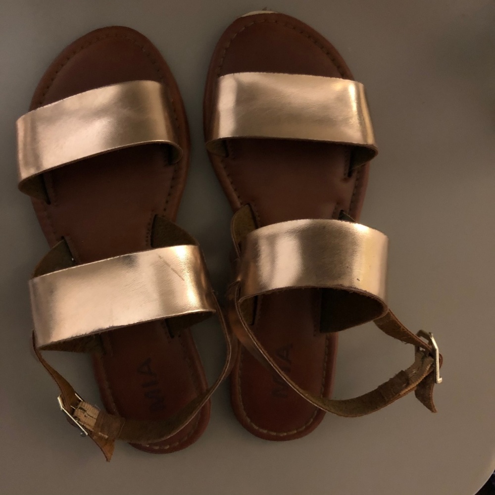 MIA Rose Gold Women's Sandal, Size 8, Metallic